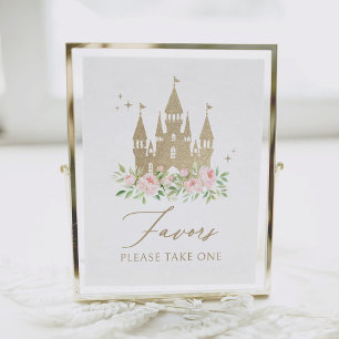 Rosa und goldene Blumenprinzessin Geburtstagsfavor Poster