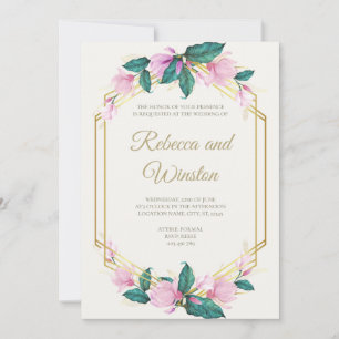 Rosa und goldene Blumenzwiebeln Save The Date