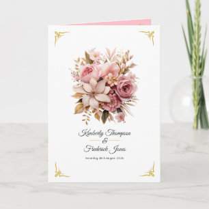 Rosa und Goldene Blumige Hochzeit Programm