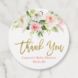 Rosa und goldene Blüten Geschenkanhänger