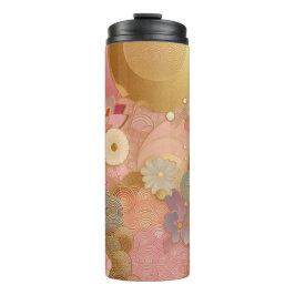 Rosa und goldene Blüten Thermosbecher