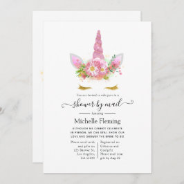 Rosa und goldene Blütendusche Einladung