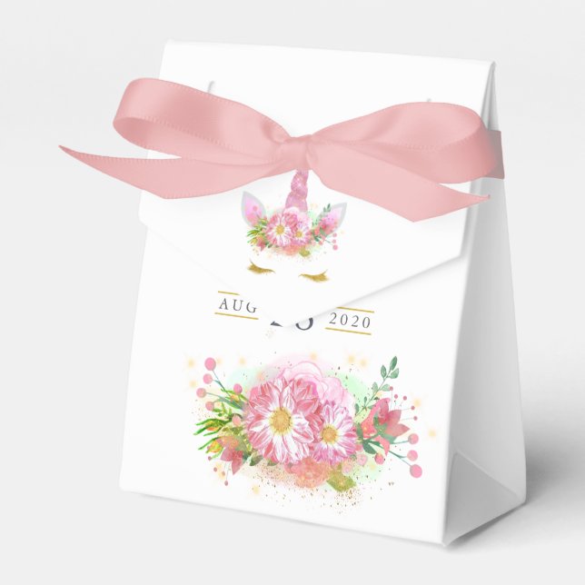 Rosa und goldene Blütendusche Geschenkschachtel (Vorderseite)