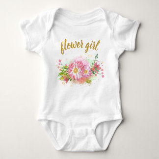 Rosa und goldene BlütenGirl All-In-One-Outfit Baby Strampler