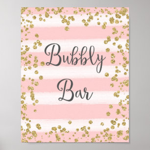 Rosa und goldene Bubbly Bar Wedding Poster Print