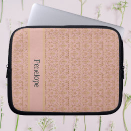 Rosa und goldene Damaskus Personalisiert Laptopschutzhülle