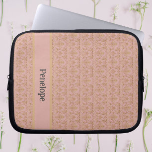 Rosa und goldene Damaskus Personalisiert Laptopschutzhülle
