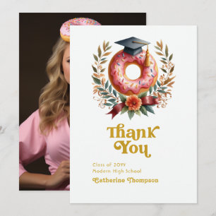 Rosa und goldene Donuts und Abschluss Dankeskarte