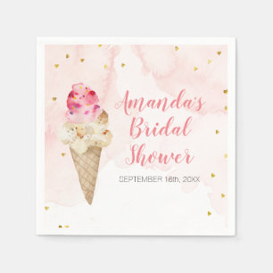 Rosa und Goldene Eiscreme-Brautparty Serviette