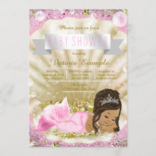Rosa und goldene ethnische Meerjungfrau-Babyparty Einladung