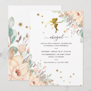 Rosa und goldene Fairy-Girl Geburtstagsparty Einladung