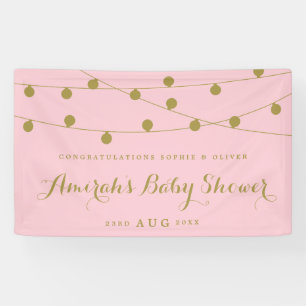Rosa und goldene fantastische Lichterfee Baby Show Banner