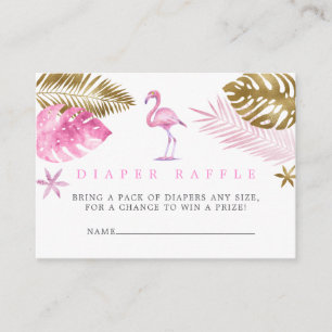 Rosa und Goldene Flamingo-Baby-Party-Windel-Raffle Begleitkarte