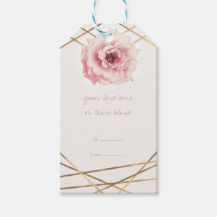 Rosa und goldene florale Glam-Hochzeitsdusche-Part Geschenkanhänger