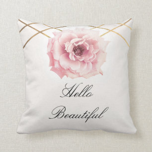 Rosa und goldene florale Pfingstrose Blumen Glamou Kissen