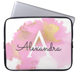 Rosa und goldene Foil Wash Girl Laptopschutzhülle