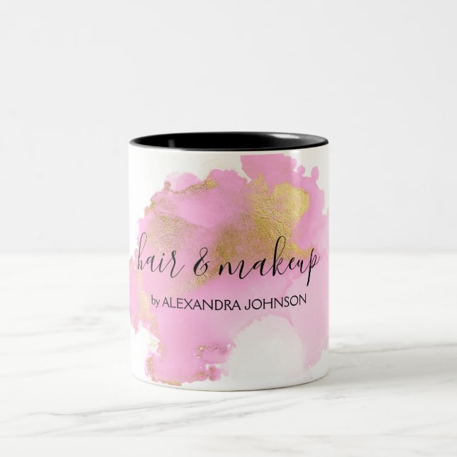 Rosa und goldene Foil Wash Girl Zweifarbige Tasse (Mittel)