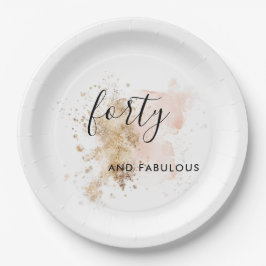 Rosa und goldene Frau 40. Geburtstags-Party Pappteller