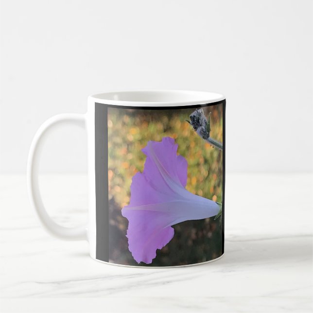 Rosa und goldene funkelnde Prunkwinde Kaffeetasse (Links)