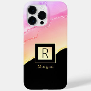 Rosa und goldene Gate Name & Monogram Black & Gold Case-Mate iPhone 14 Pro Max Hülle