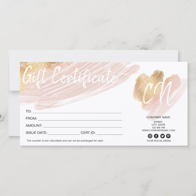 Rosa und goldene Geschenkkarte (Vorderseite)