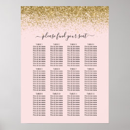Rosa und goldene Glitzer Hochzeitskarte Poster
