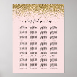 Rosa und goldene Glitzer Hochzeitskarte Poster