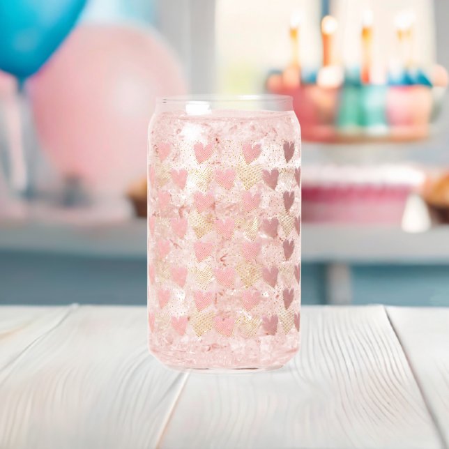 Rosa und goldene Herzen Ästhetik Dosenglas (Insitu (Baby Party))