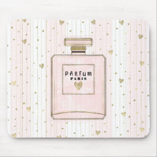 Rosa und goldene Herzen Paris Parfum Chic Mode Mousepad