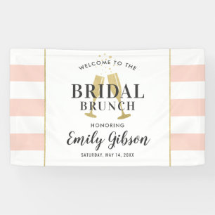Rosa und Goldene Hochzeit Braut Brunch Willkommen Banner