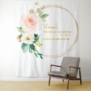 Rosa und Goldene Hochzeitsdusche Hintergrund Foto  Wandteppich