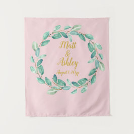 Rosa und goldene Hochzeitslandschaft Foto Standgrü Wandteppich