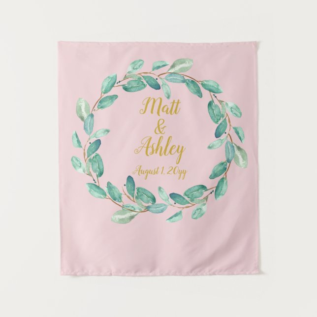 Rosa und goldene Hochzeitslandschaft Foto Standgrü Wandteppich (Vorderseite)