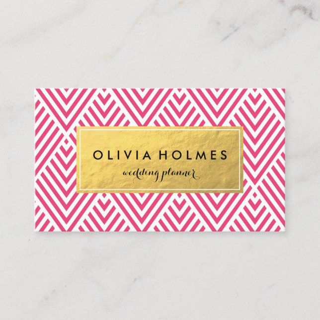 Rosa und goldene Imitate Fohlen Zickzack Visitenka Visitenkarte (Vorderseite)