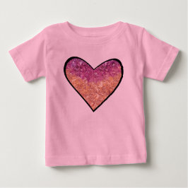 Rosa und goldene Imitate Glitzer Herz Baby T-shirt
