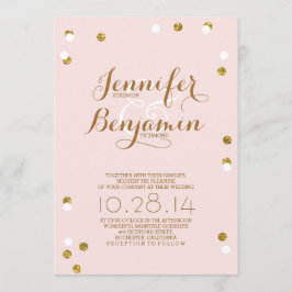 Rosa und goldene Konfetti Moderne Hochzeit einlade Einladung