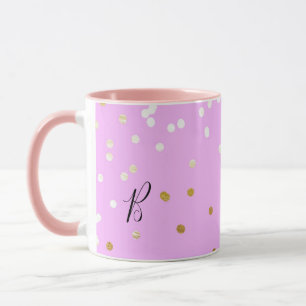 Rosa und goldene Konfetti-Punkte Moderne Glamour E Tasse