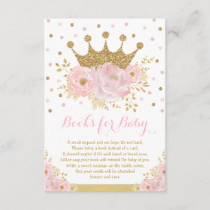 Rosa und goldene königliche Kronenbücher für Baby Begleitkarte