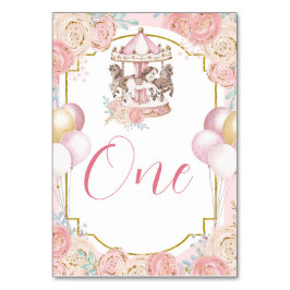 Rosa und goldene magische Karussell-Tischnummer Tischnummer