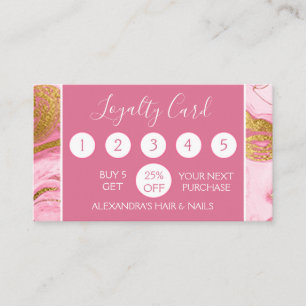 Rosa und goldene Marmor Girly Loyalty Punch Treuekarte
