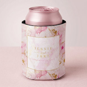 Rosa und goldene Marmor-Hochzeit Dosenkühler