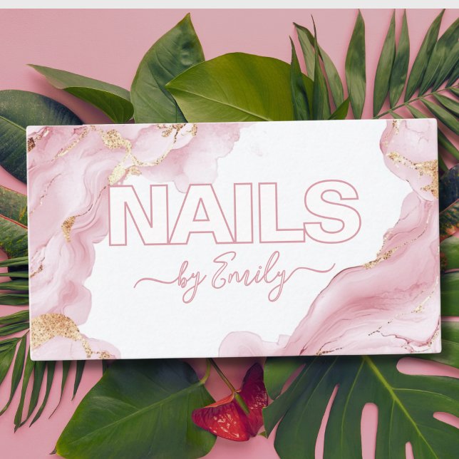Rosa und goldene Marmornagel Visitenkarte (Von Creator hochgeladen)