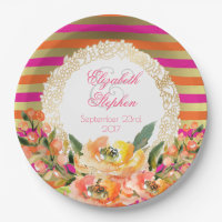 Rosa und goldene Metallic Streifen mit Floralhochz