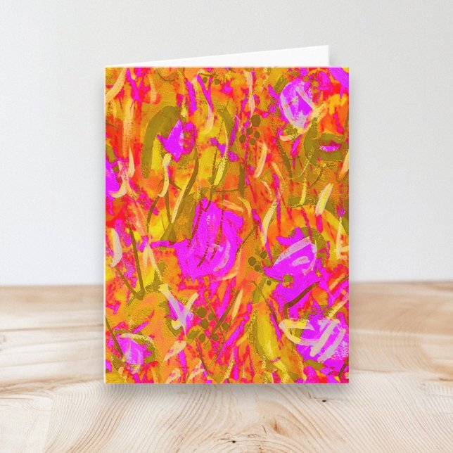 Rosa und goldene moderne Abstrakte Kunst geklappt (Abstract Art Pink Gold Blank Note Cards by © Cathy Thompson. Perfect for all occasions.)