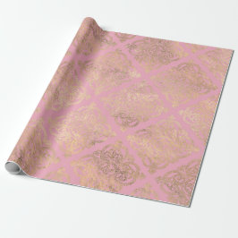 Rosa und goldene Pariser Forelle Damask Geschenkpapier