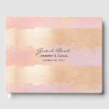 Rosa und goldene Pinselstriche für das Gästebuch