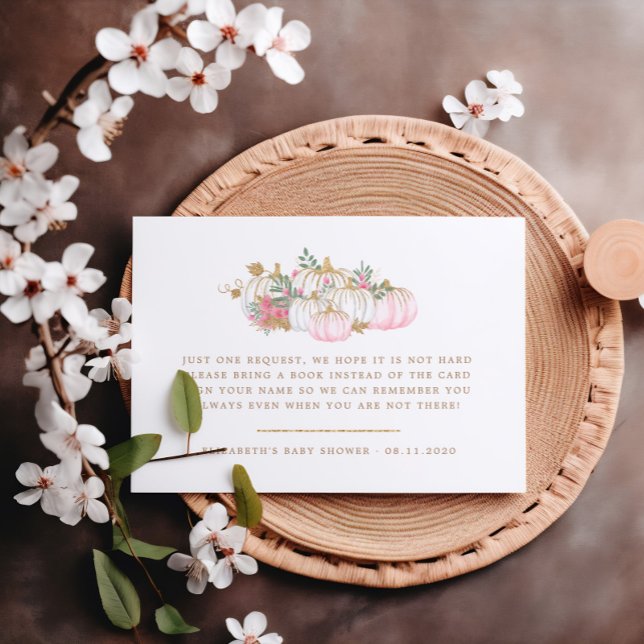 Rosa und goldene Pumpkin Blumenbücher für Kinder Begleitkarte (Von Creator hochgeladen)