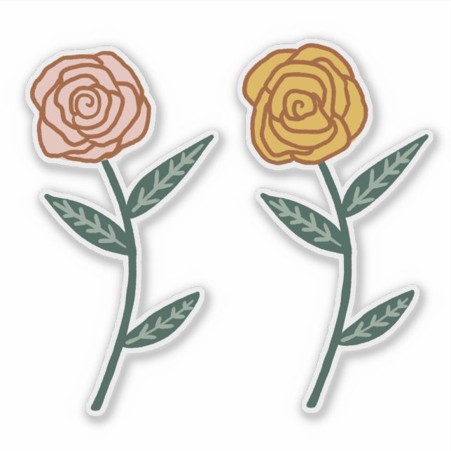 Rosa und goldene Rose Set Aufkleber (Vorderseite)