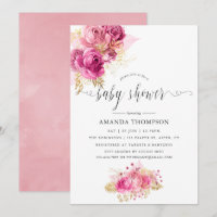 Rosa und goldene Rose Wasserfarben Kinderdusche