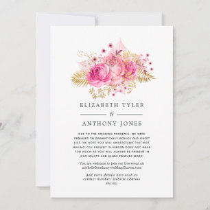 Rosa und goldene Rosen Hochzeit reduzierte Gästeli Ankündigung